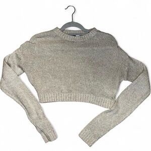 Divided Beige Knit Cropped Sweater